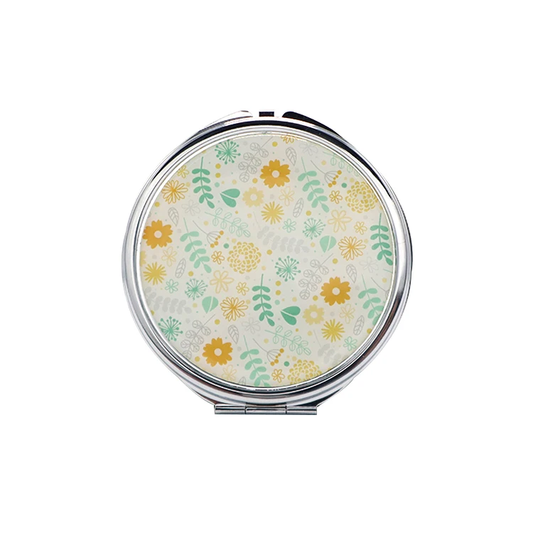 Customized Logo customized designs round shape MOQ free Storage Metal Folding pill case mini mirror