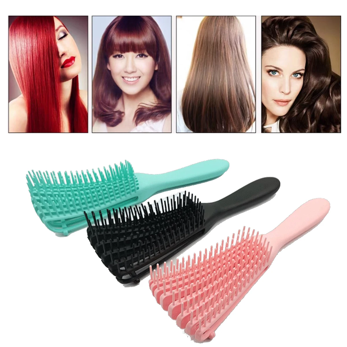 8 Rows Octopus Hair Brush Comb Salon Anti-Static Scalp Massage Vent Flexible Hair Brush