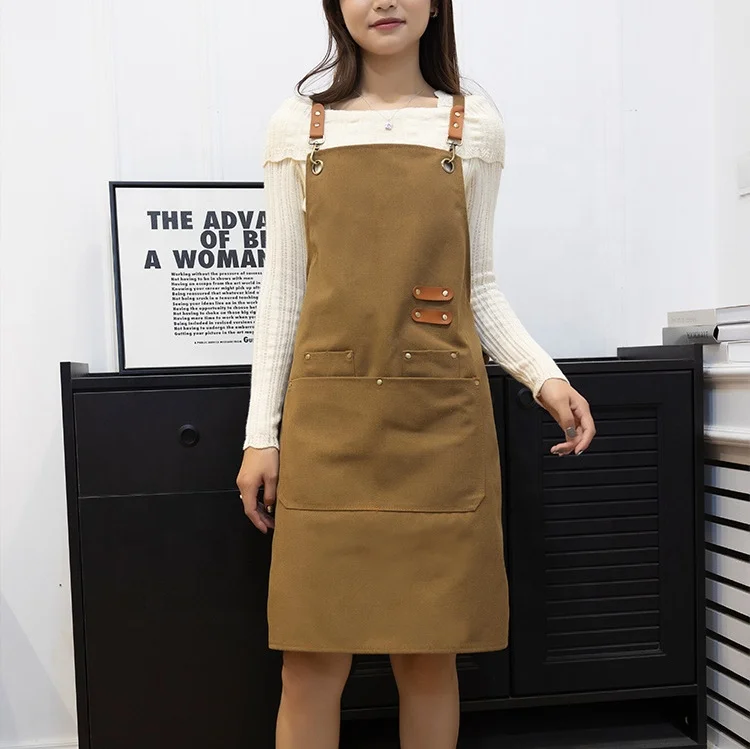 Adjustable Cool Canvas Bib Blank Apron Kitchen Cooking Baking Bib Wholesale Restaurant Bar Shop Cafes Cleaning Chef Apron