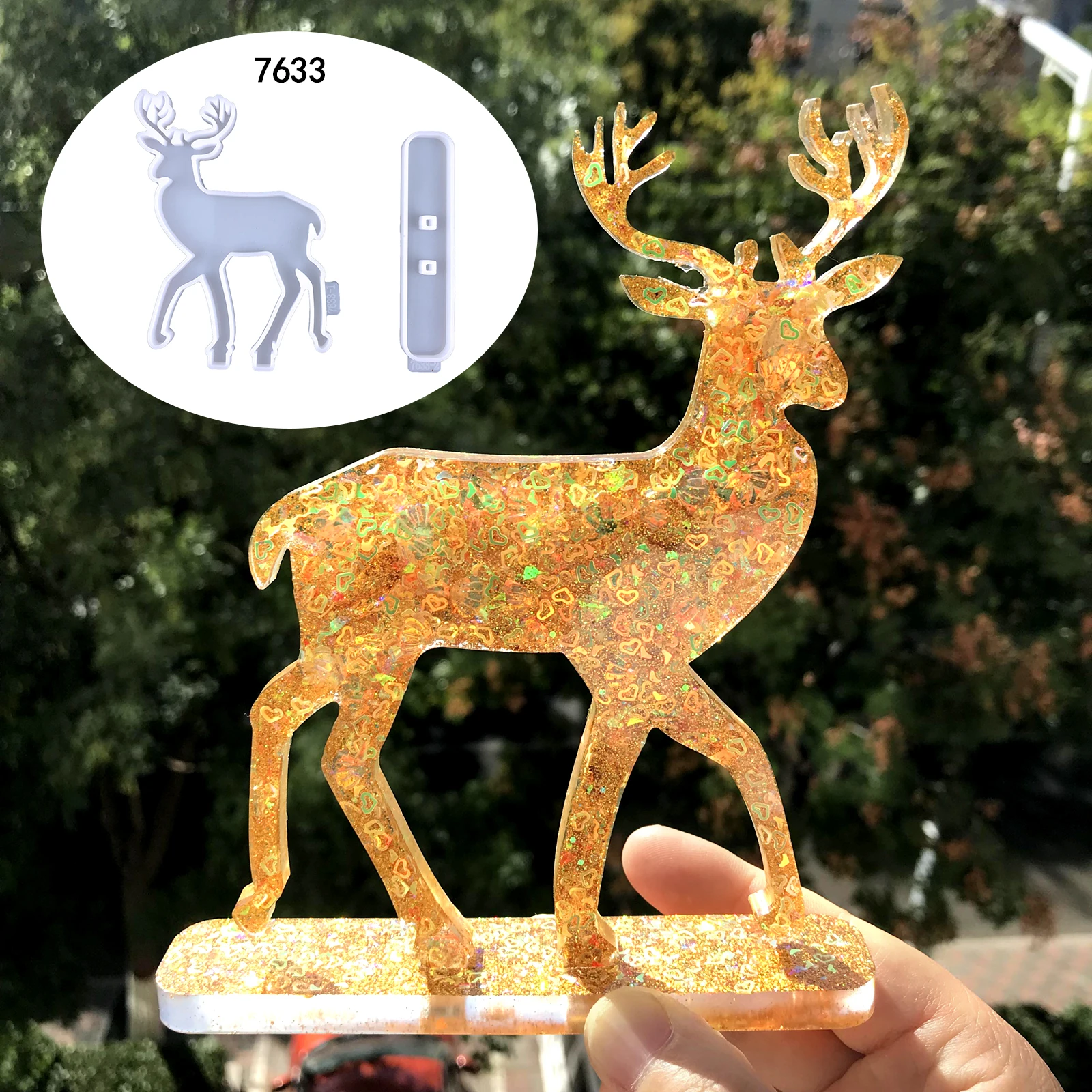 7633 Christmas moose Elk Deer Antlers Silicone Resin Molds DIY Christmas crystal epoxy mold for decoration