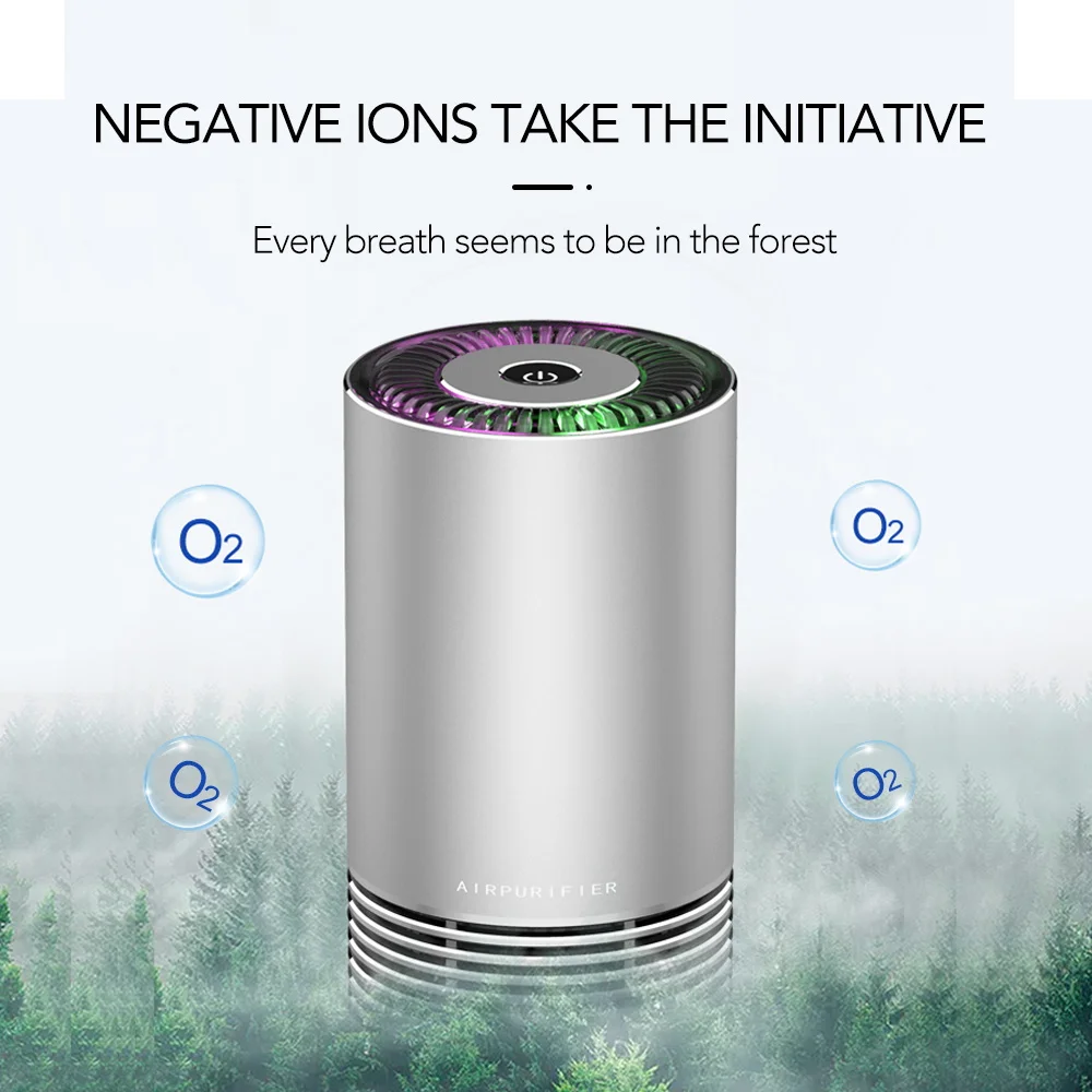High-End Round Strong HEPA Filter Purifying Air Cleaner Gift Box Packing Promotion Rebrand Amazon Marketing Car Air Purifier