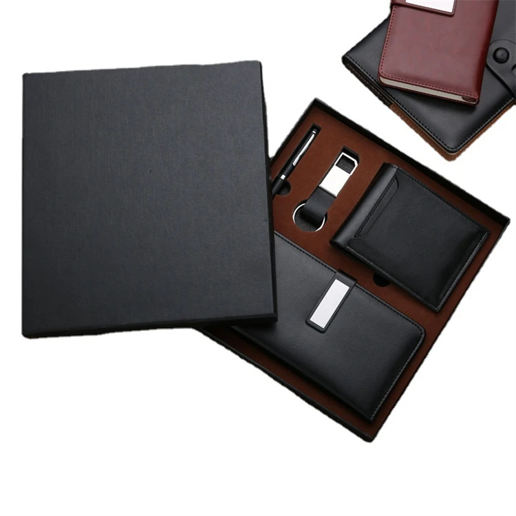 Customized promotional wallet notebook pen keychain 4pcs set business gift