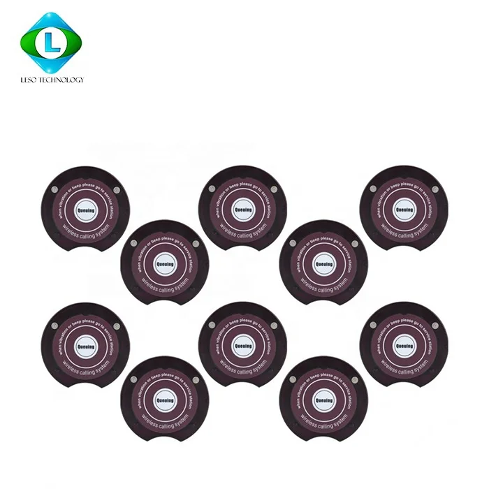 Pager Restaurant Calling System Wireless Guest Paging Queuing System Pager for Guests 1 Transmitter+10 Coaster Pagers 110-240V