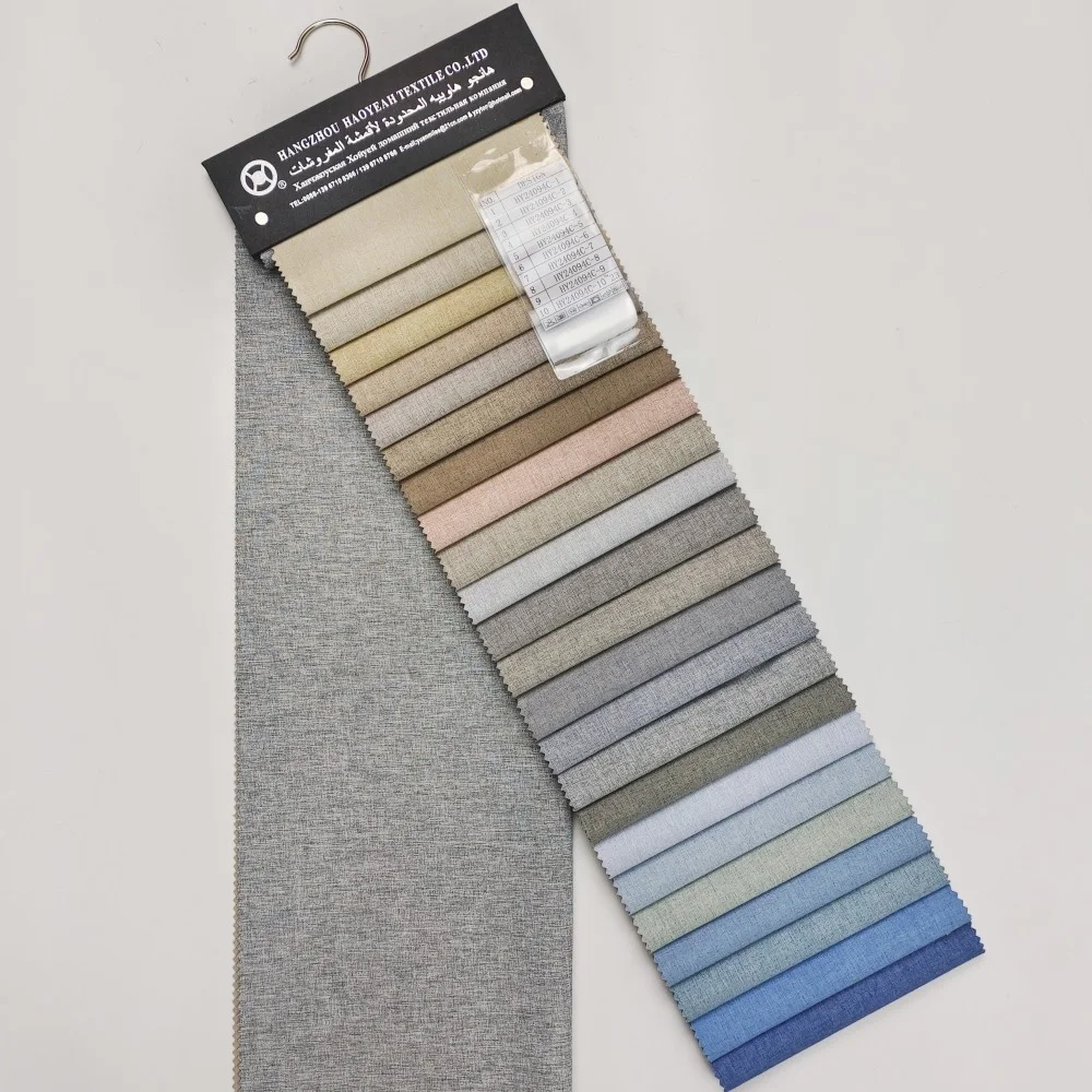 Custom deluxe blackout curtains new trend Linen grain 100% Blackout Curtain Fabric for home textile