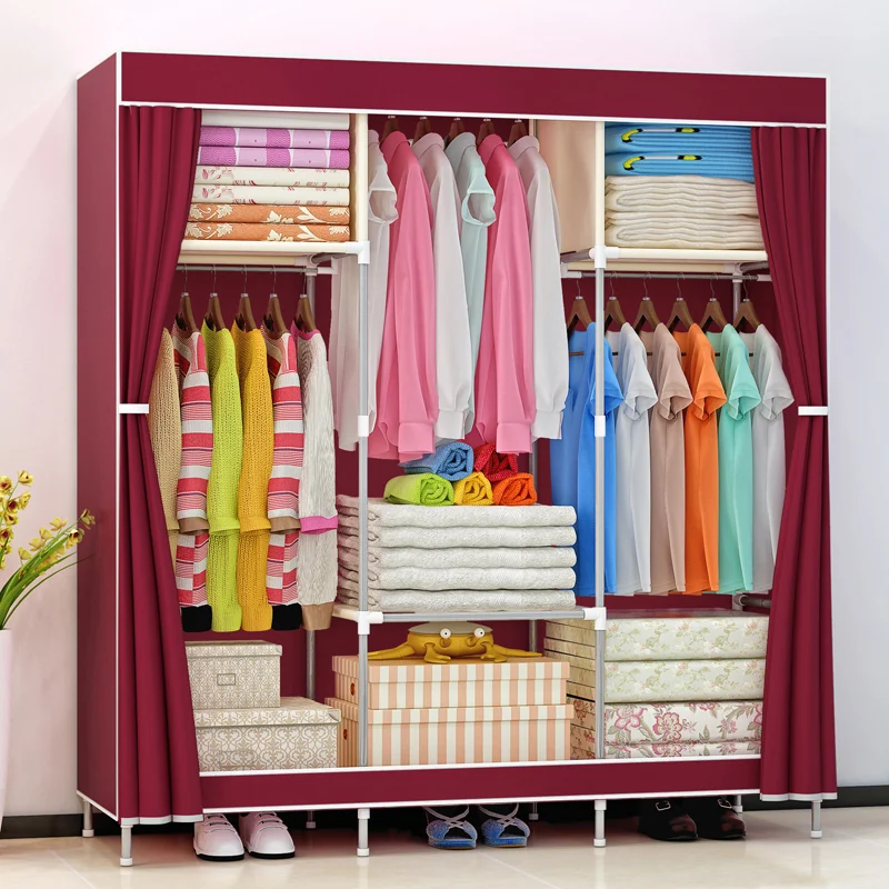 Suoernuo Cheap Clothes Cabinet Fabric Wardrobe Closet Small Size Wardrobe Wooden Almirah Designs In Bedroom Wall