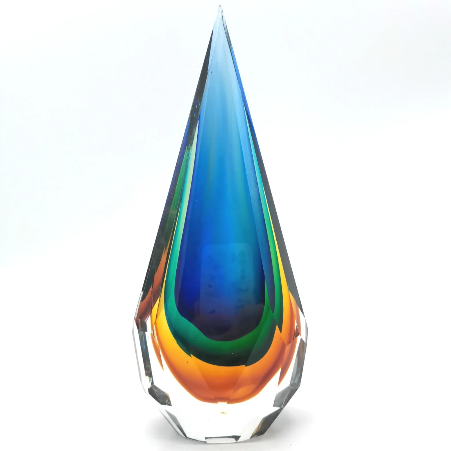 hand made murano art glass big sculpture polyhedral multidimensional drop sculpture