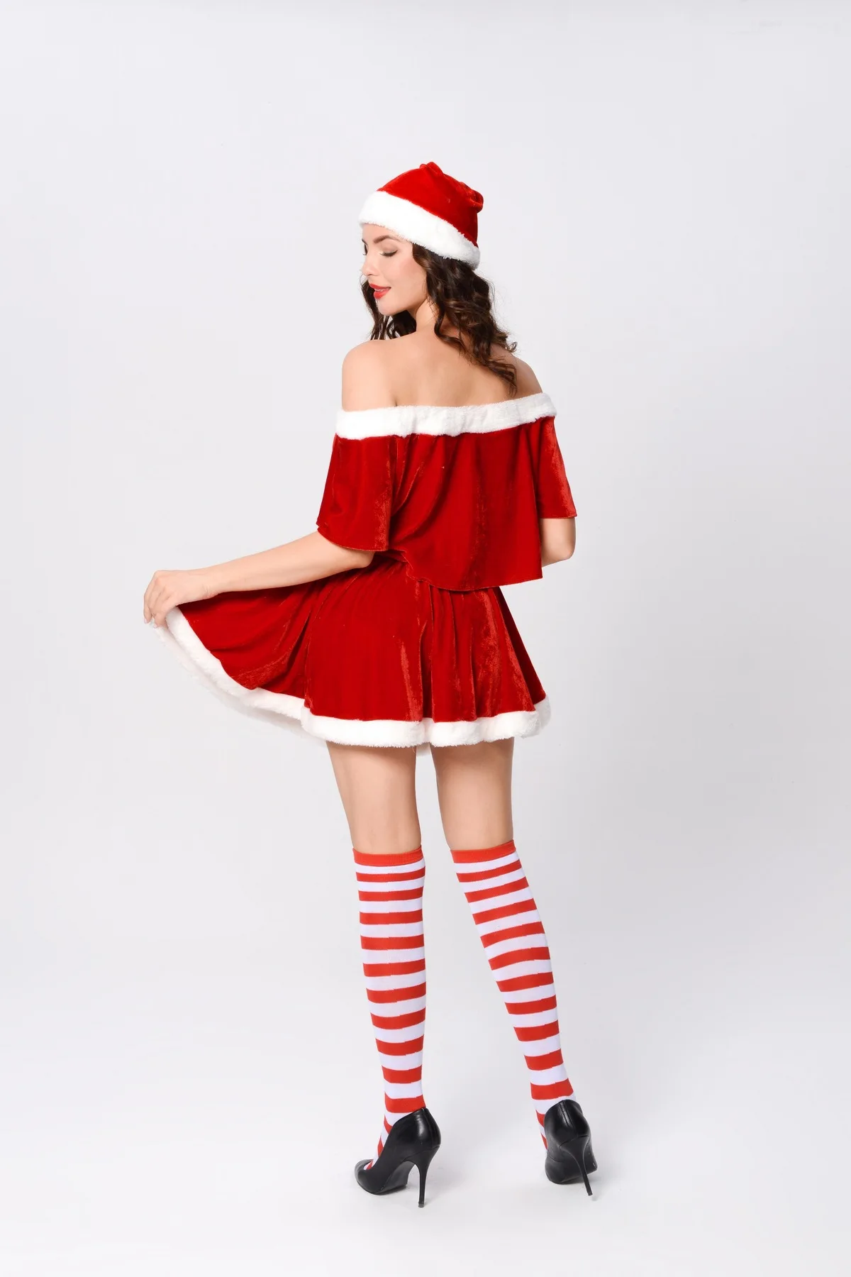 Red Velvet Sweet Santa Claus Suit Women Christmas Party Dress Cosplay Costumes Adult Sexy Halloween Costume 2021 Xmas Outfit