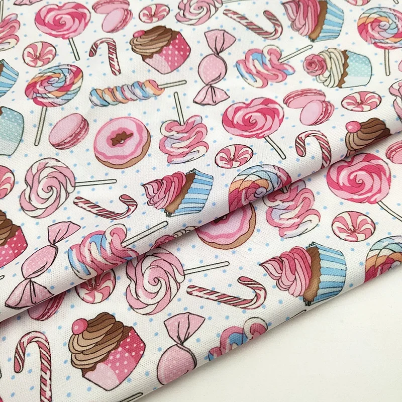 Hot Sale Polyester Knitting Jersey Candy Printed Fabric Cake Digital Printing Textiles For DIY Toy And Pet Clothing