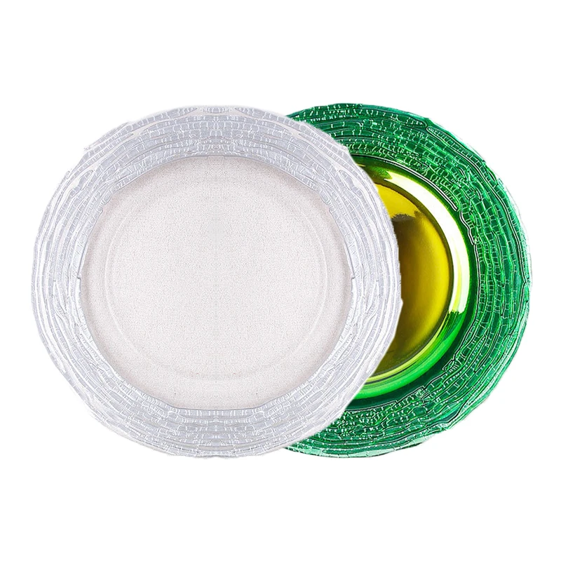 Clear party supplies gold glass cake charger plates Glass Dinner set Plate Tableware