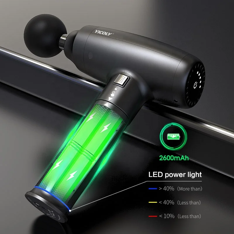 YICOLY Rechargeable hammer massage product hot percussion massage gun portable touch screen Medical Heat Compress massage gun