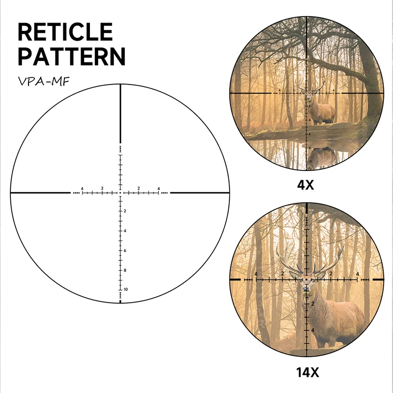 SYQT FFP 4-14X44 Side Focus Hunting Scopes First Focal Plane Illuminated Sights Sunshade