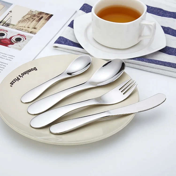 Mirror polish Stainless Steel Baby Flatware 18/10 Korean Kids Cutlery Set