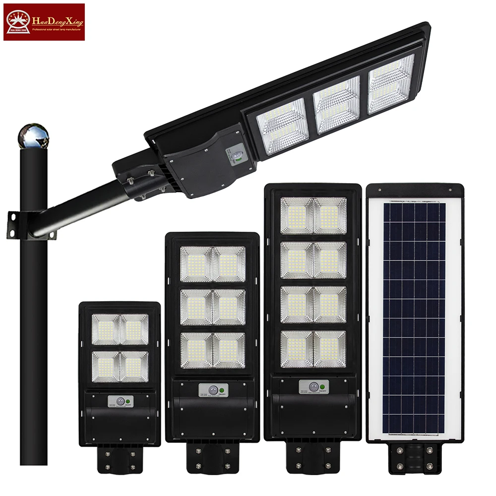 ABS Material IP65 Waterproof 60-300W Solar Street Light Remote Control Polysilicon Solar Panels Country Roads LED Light Source
