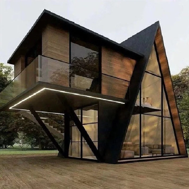 Light steel structure Prefab Villa mobile tiny houses prefabricated cabin kit casas prefabricadas triangular house modular homes