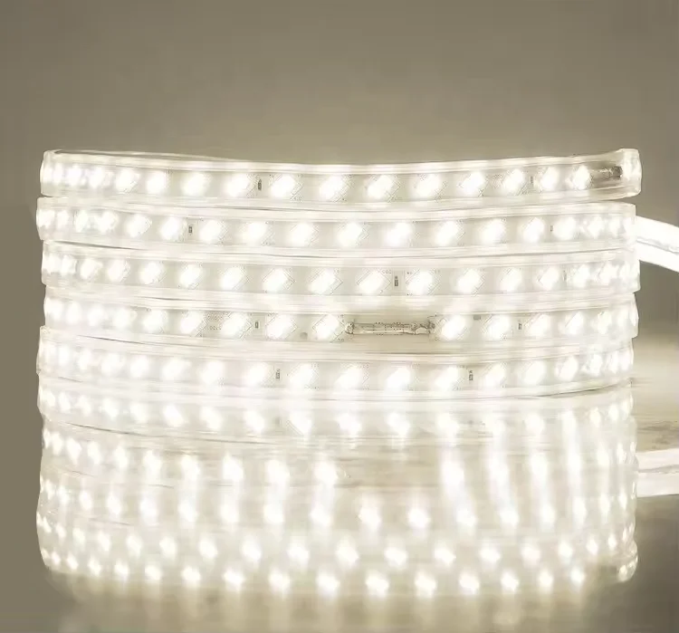 AC 110V 220V SMD 2835 High Bright Flexible LED Light Ribbon Warm Cool White IP67 Waterproof LED Tape for Landscape Decoration