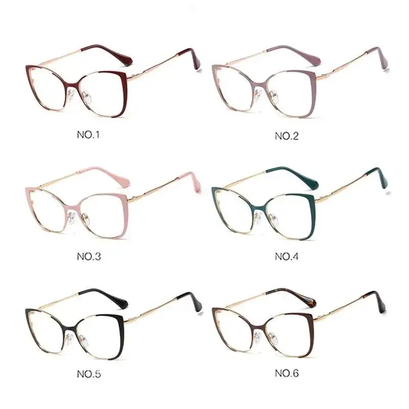 SG312 Cat Eyes fashion Metal Anti Blue Light glasses Women Blue Ray Blocking Glasses for Computer Myopia Eyeglasses