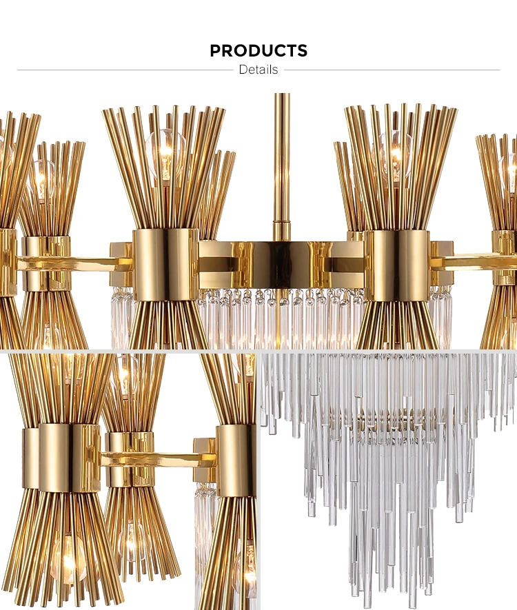 Indoor Luxury 4 Layers Glass Lighting Modern Villa Decoration Crystal Chandeliers Pendant Lights