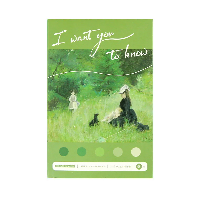 
30 Ins Simple Abstract Oil Painting Wind Fresh Art Retro Boxed Postcard Prints Gift Card Handwritten Greeting Card 