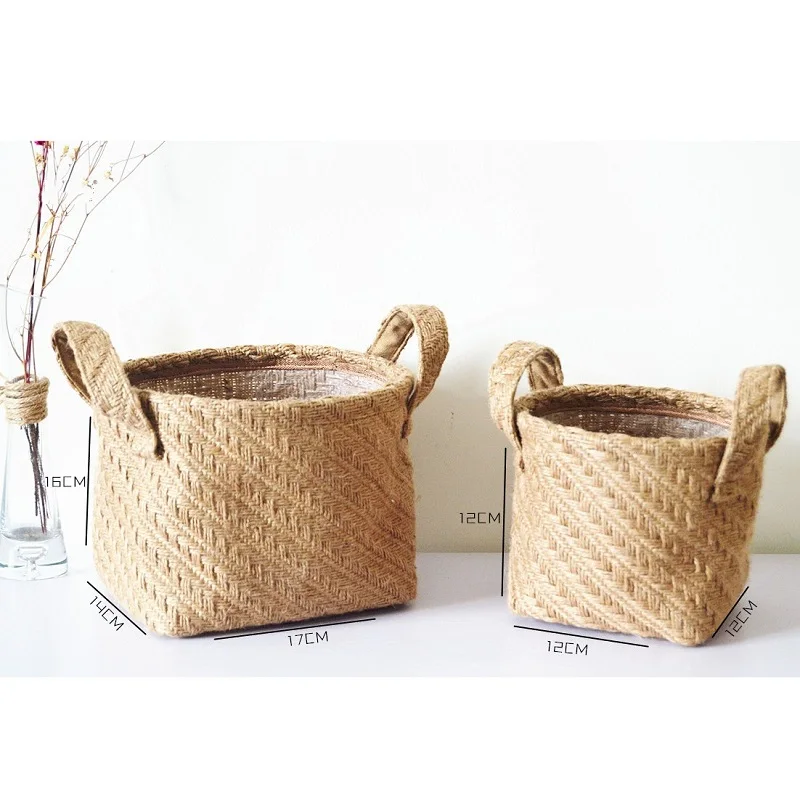 Eco-friendly jute fabric grow bag burlap indoor planter with handles