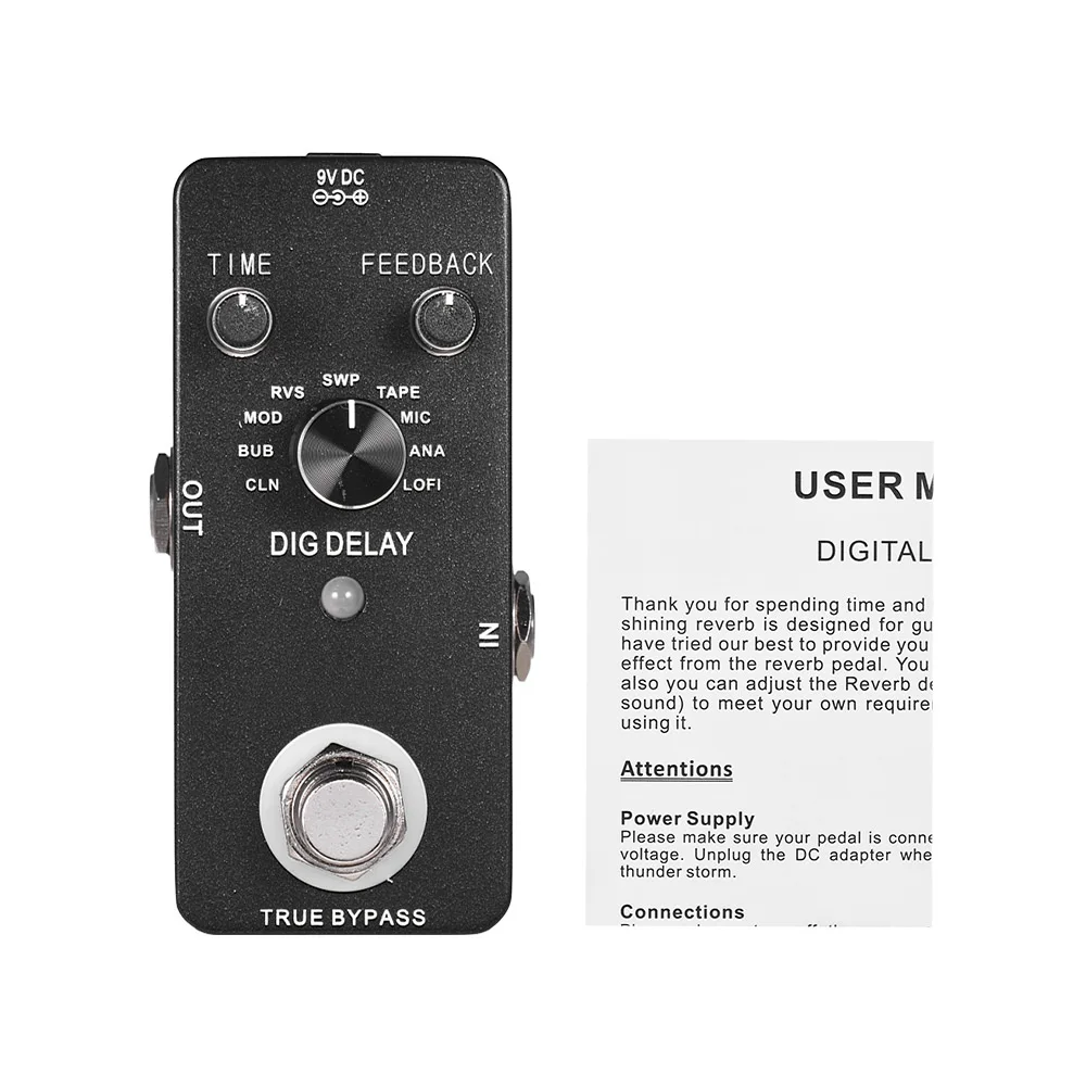  Цифровая педаль для гитары с эффектом задержки 9 эффектами настоящий отвод полностью металлический корпус