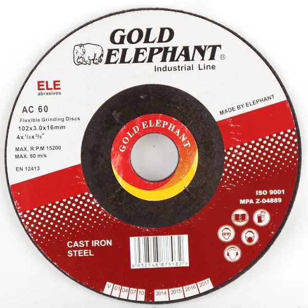 Gold Elephant  cutting disc 4inch/102*3.0*16mm flexible  T27 grinding discs for cast iron