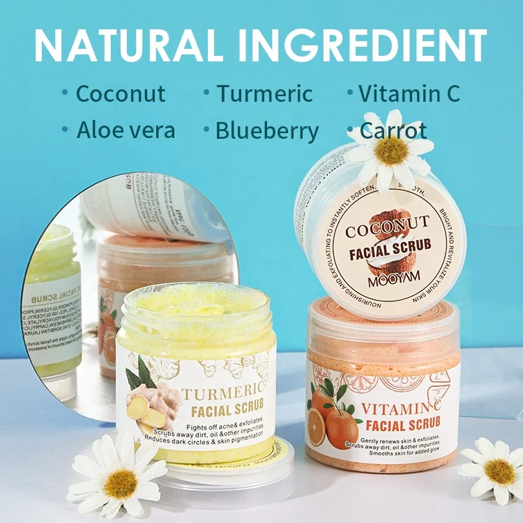 Organic Face Care Spa Whitening Moisturizing Sugar Face Scrub Private Label Exfoliating Turmeric Body Facial Scrub
