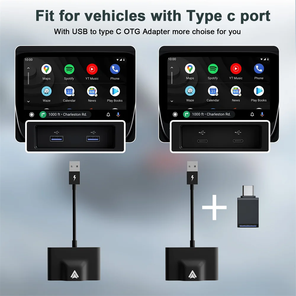 Wired To Wireless Dongle Wifi Car Carplay Adapter Android Auto Adapter Android Auto Usb Type C Adapter