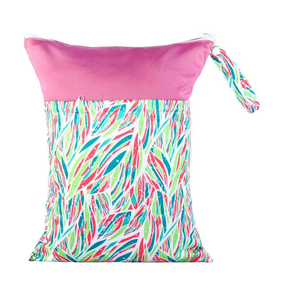 Natucare New Waterproof Swimsuit Wet Dry Bag Zippered Baby Wet Pouch For Cloth Diapers Washable Hanging Wetbag