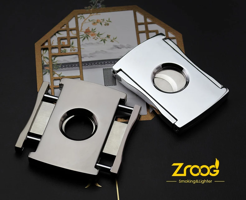 Cigar Cutter V-Cut Guillotine 3 in 1 Straight Cut V Cutter With Cigar Punch Stainless Steel Blade Ergonomic Design Secure-Lock