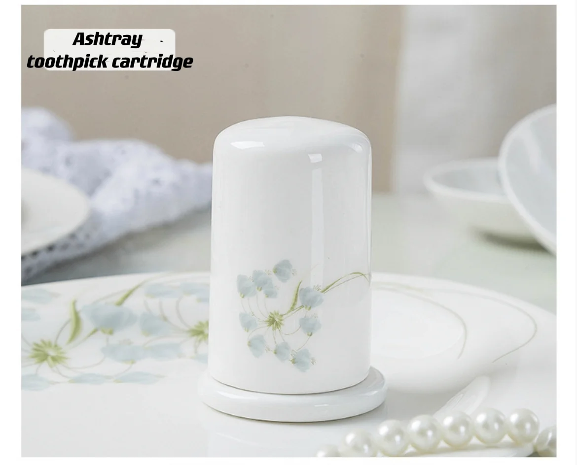 Jingdezhen Bone Porcelain 56Pcs Gray Overglaze Custom Logo Bowl Plate Ceramic Porcelain dinner Tableware Set