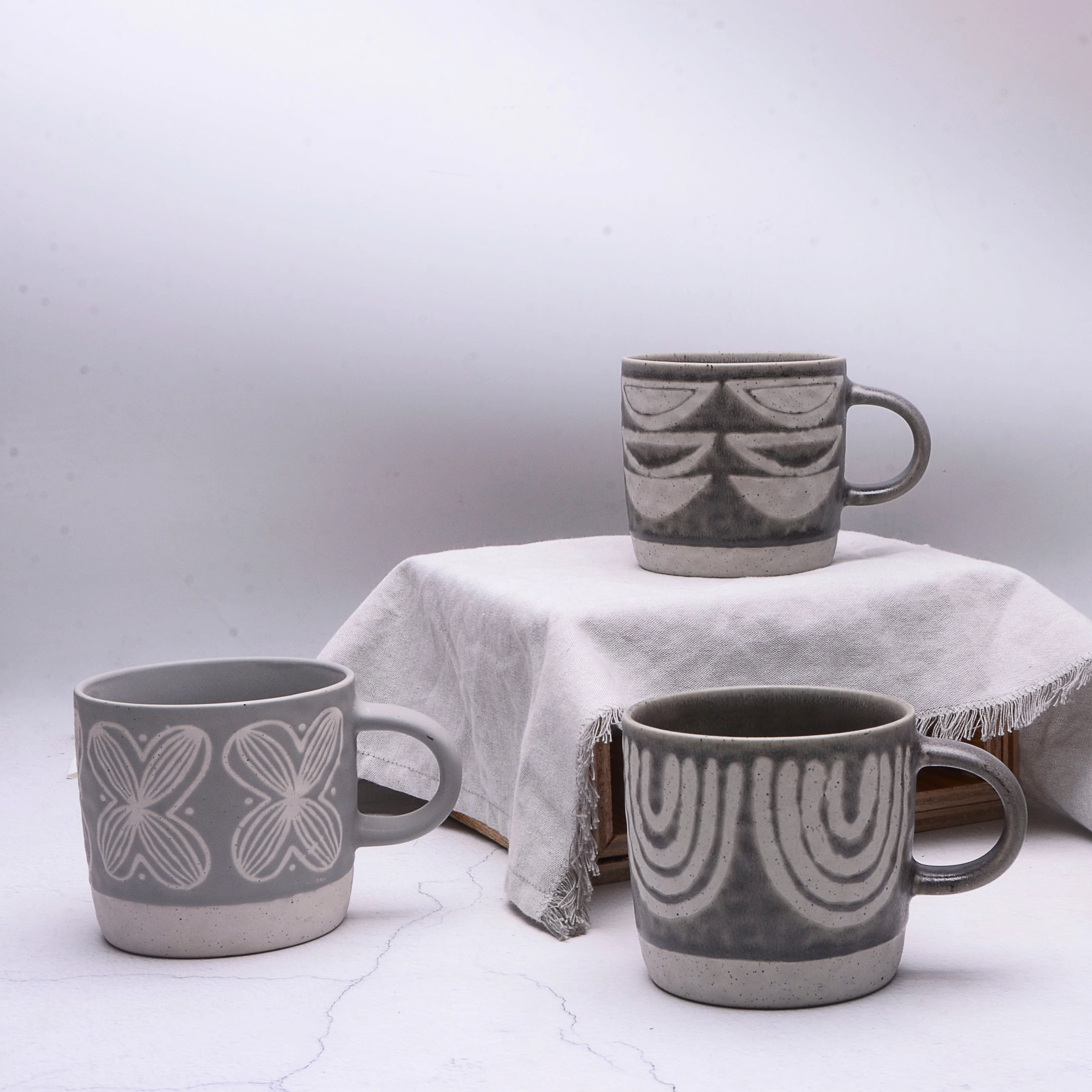 Nordic Style POP Retro Stoneware Ceramic Water Cup With Silkscreen Ceramic Coffee Mug