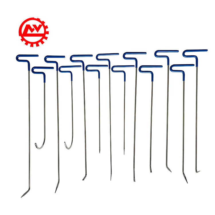 Blue 13PCS Auto Body PDR Hail Puller Thick Strong Crowbar Repair Tools Rod Hooks Car Dent Repair Kit