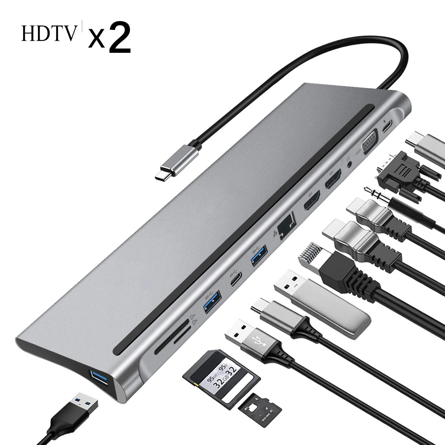 12 in 1 type c hub usb c to hdtv monitor usb c adapter hub rj45 11 in 1