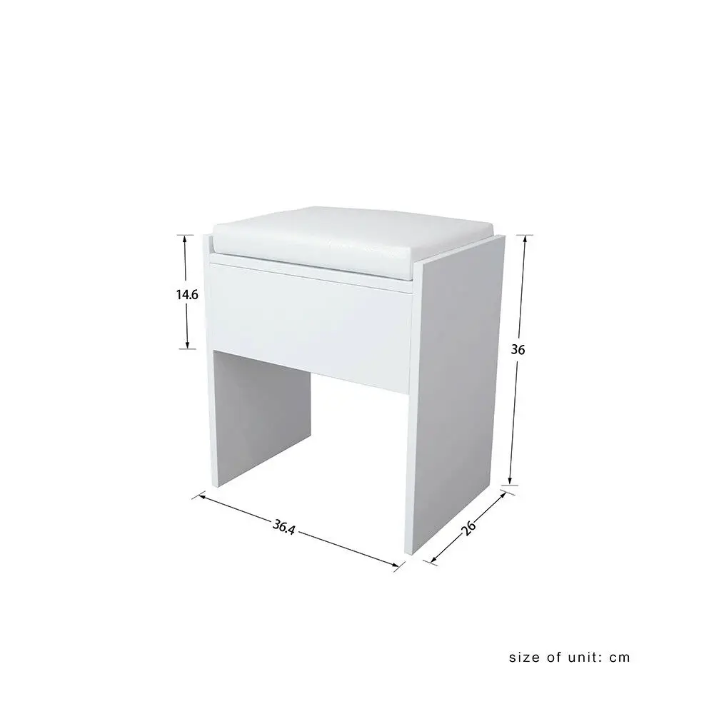 White Corner Dressing Table Stool Vanity Set White Makeup Dresser Mirror 5 Drawers