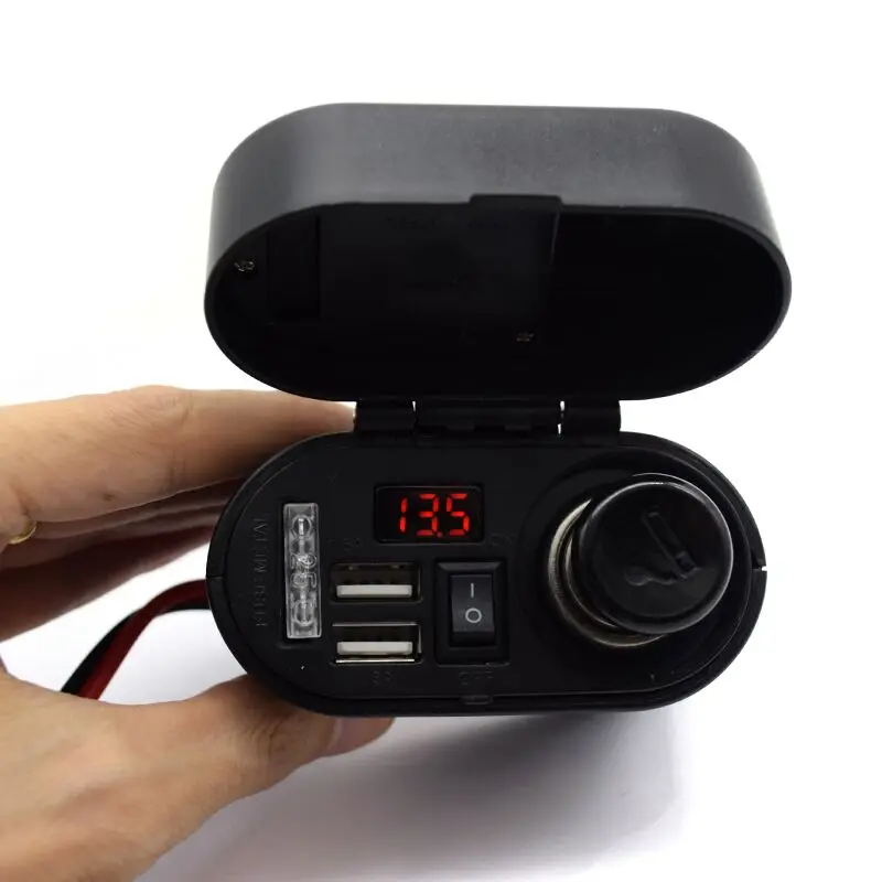 Motorcycle Dual USB Charger 12V Waterproof Motorbike Motorcycle Handlebar Charger Adapter for Motorbike Moto Racing Accessories