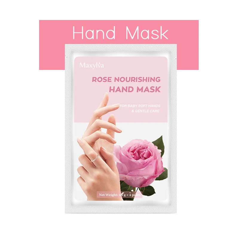 Custom Private Label Gloves Shape Korean Style Moisturizing Nourishing Whitening Rose Hand Sheet Mask