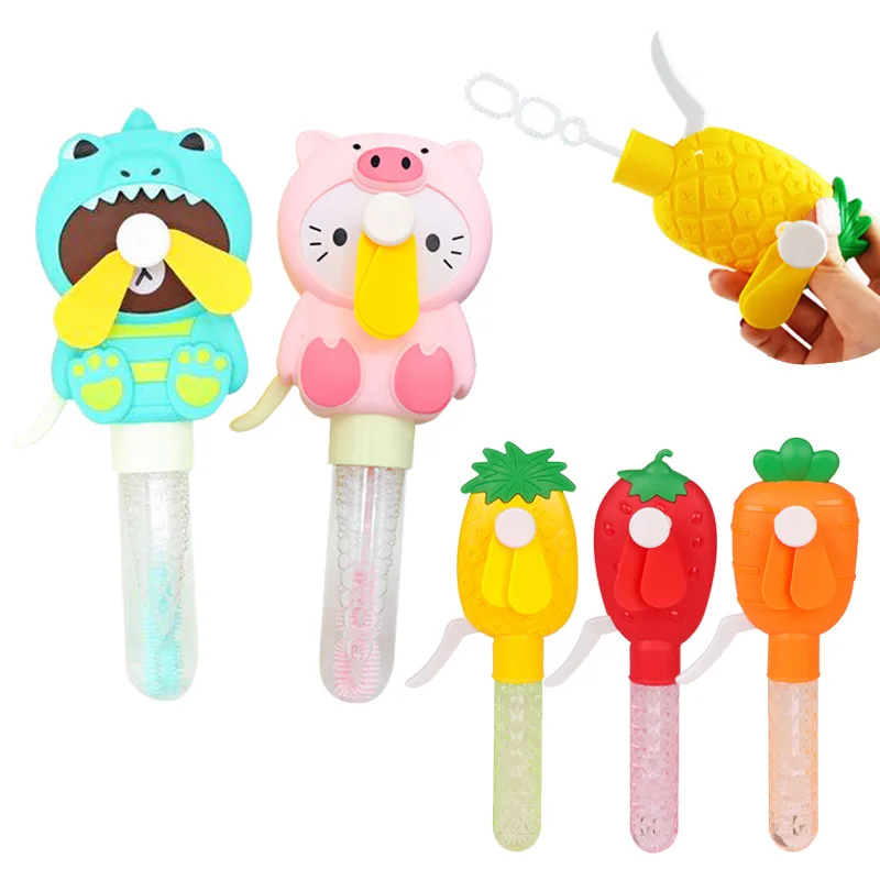 Wholesale summer plastic mini color fan Foam soap Magic stick set toys hand press dispenser soap machine foam fan for kids