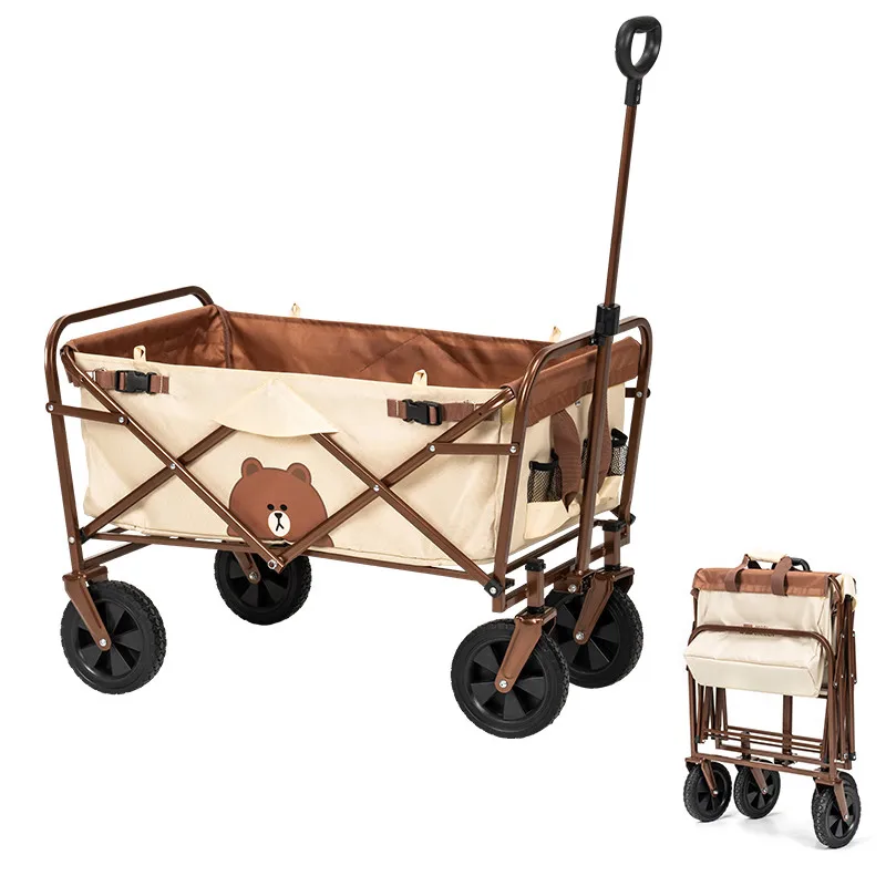 MOBI GARDEN & LINE FRIENDS Multifunction Collapsible Foldable Garden Outdoor Beach Trolley Utility Folding Wagon Camping Cart