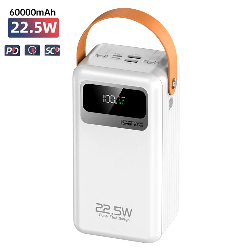 New 60000mah High Capacity Portable Powerbank 22.5w Pd 3.0 Fast Charging Battery For Laptop/ipad Outdoor Camping Power Bank