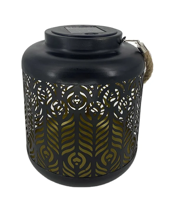 Solar Lanterns Outdoor Hanging Lantern Lights Sunflower Metal Decor Lanterns