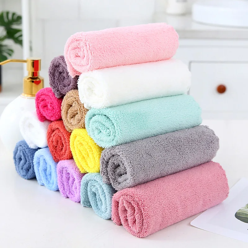 Custom manufacture wholesale microfiber coral fleece cleaning rags dish glass cloth napkins kitchen towel set