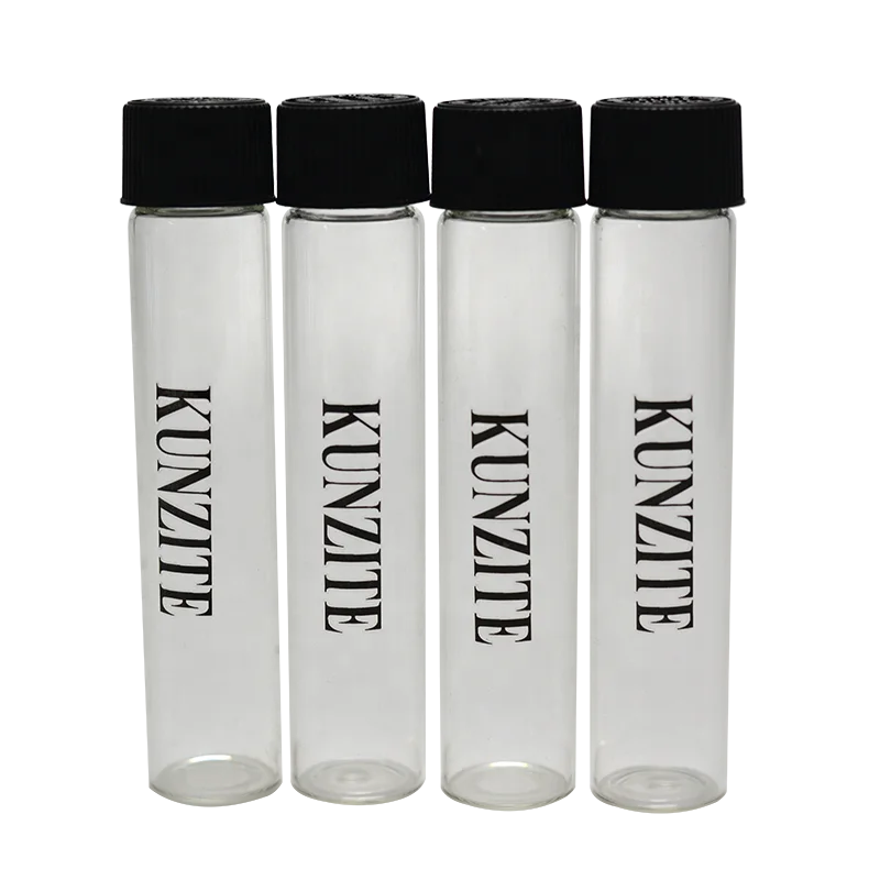 
KUNZITE Empty Glass Tube Wood Cork Tips Cartridges Dry Herb Herbal RAW Pre-roll Stickers 