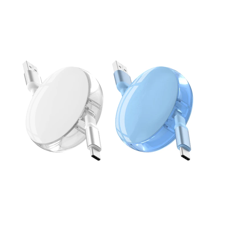 Multiple length shrink storage diamond ultra-thin retractable usb to type-c 66W Fast charging cable for Huawei XiaoMi