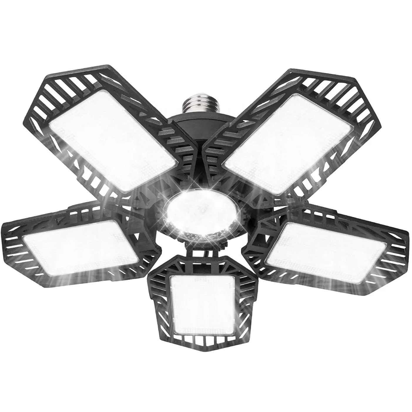 150W E27 E26 LED Garage Lights 5 Adjustable Aluminium Panels Basement Lighting for Workshop Warehouse Garage Ceiling Light