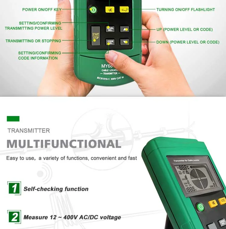 MY6818 Advanced Cable Locator Tester Anti Jamming Network Electric Wire Tracker