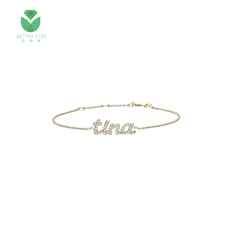 14k Gold Diamond Name Bracelet Lab Diamond Tennis Bracelet VVS Bracelet Women