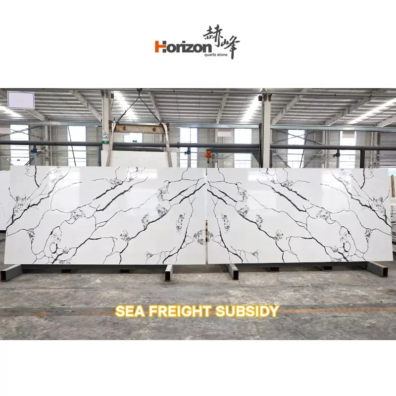 2023 Horizon quartz artificial stone slab countertop artificial black quartz countertop quartz slab carrara