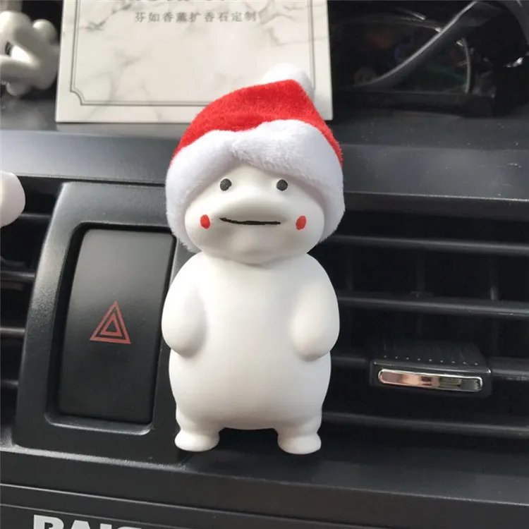 White Fat Doll Shaped Scented Ceramic Aromatherapy Essential Oil Diffuser Car Exhaust Clip Air Freshener