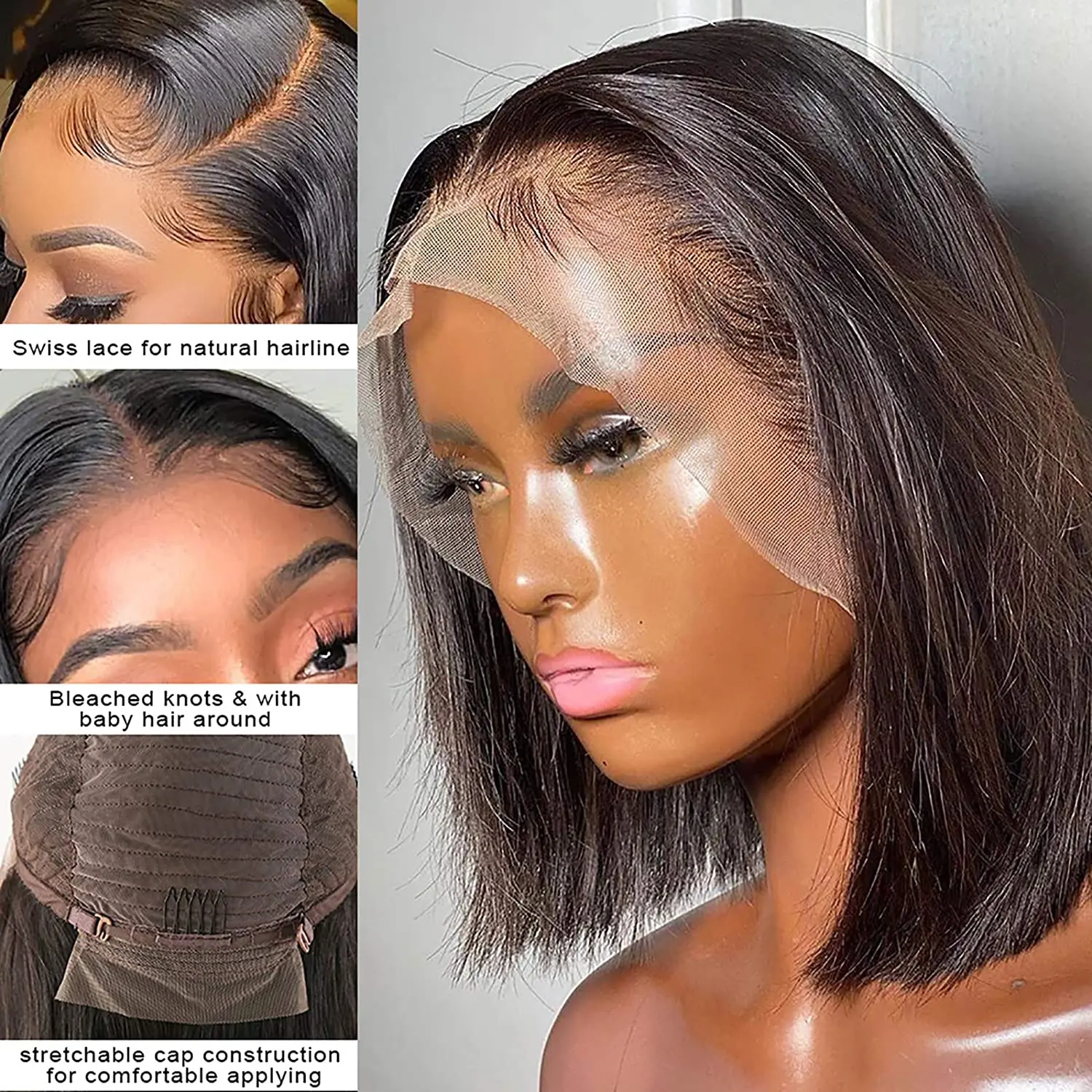 Bellishe 100 Virgin Best Vendor Indian Brazilian Frontal Straight Short Bob Wigs Human Hair Lace Front Human Hair Wigs