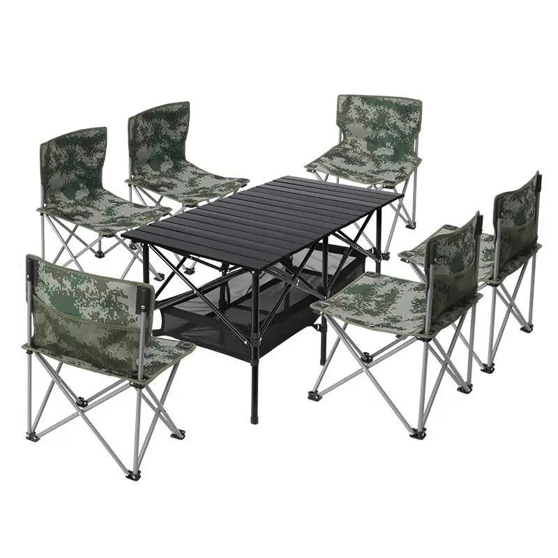 TWROAD  wholesale outdoor aluminum camping folding table folding chair sets seven-piece folding table and chair set